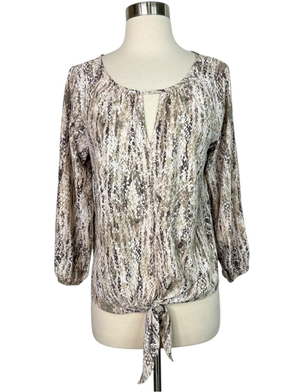 West Kei Snake Print Tie-Front Blouse, Small